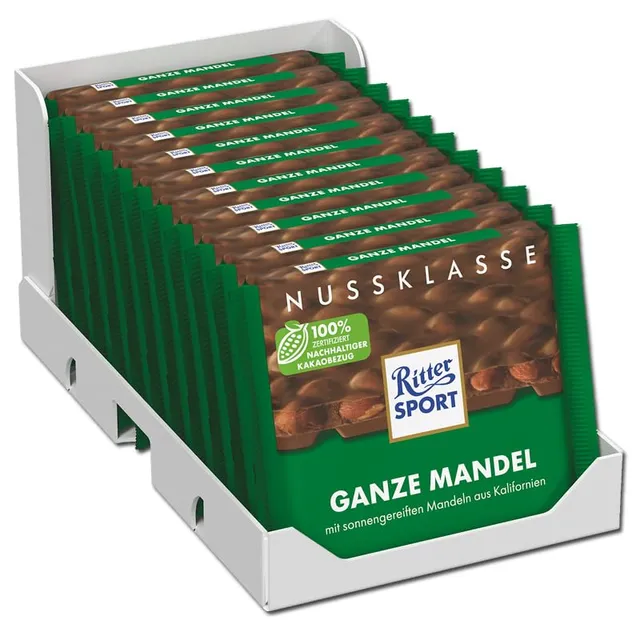 ritter-sport-ganze-mandel-vollmilchschokolade-mit-ganzen-mandeln-11-x-100-g image 1