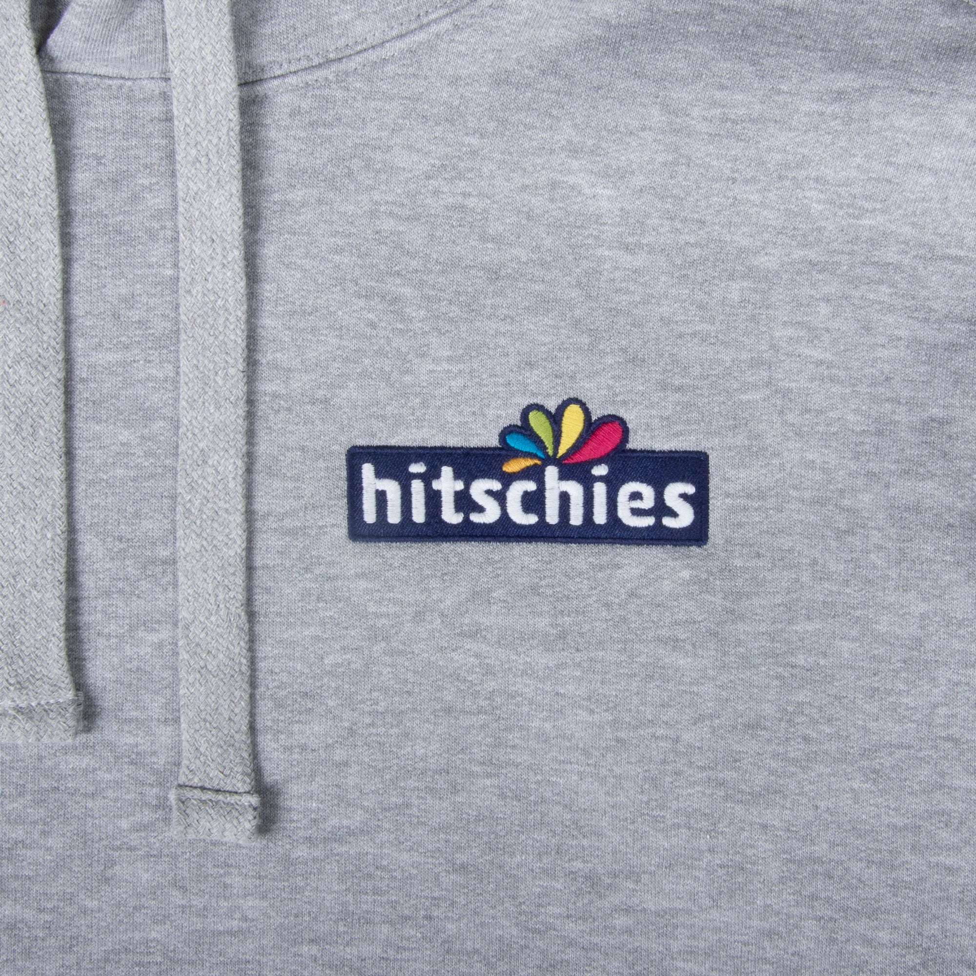 hitschies-hoodie-grau-melange-unisex-pullover-mit-logo-stick-70-cotton image 2