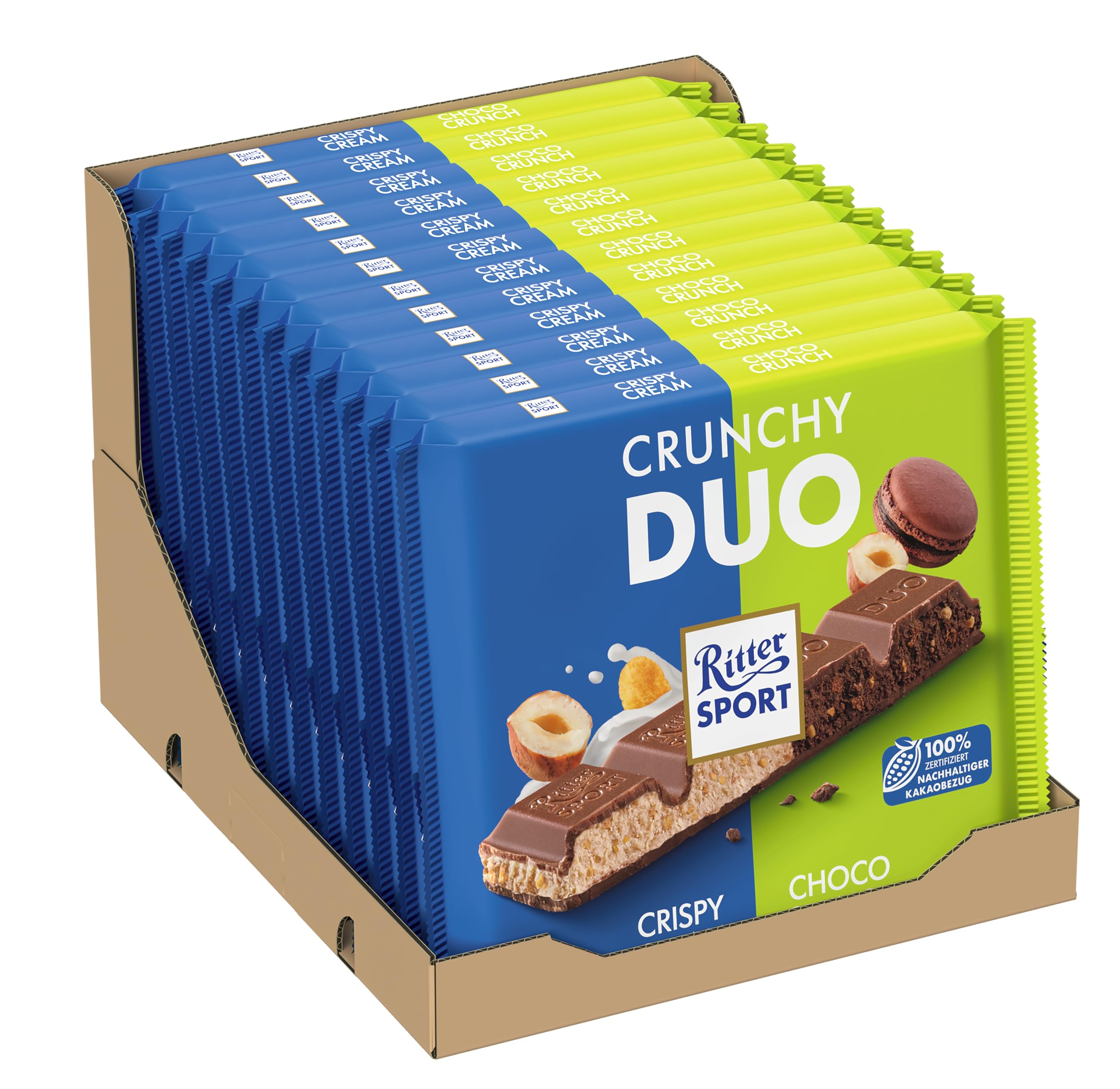 ritter-sport-crunchy-duo-vollmilchschokolade-haselnuss-kakao-12-x-218-g-gro-tafe image 1