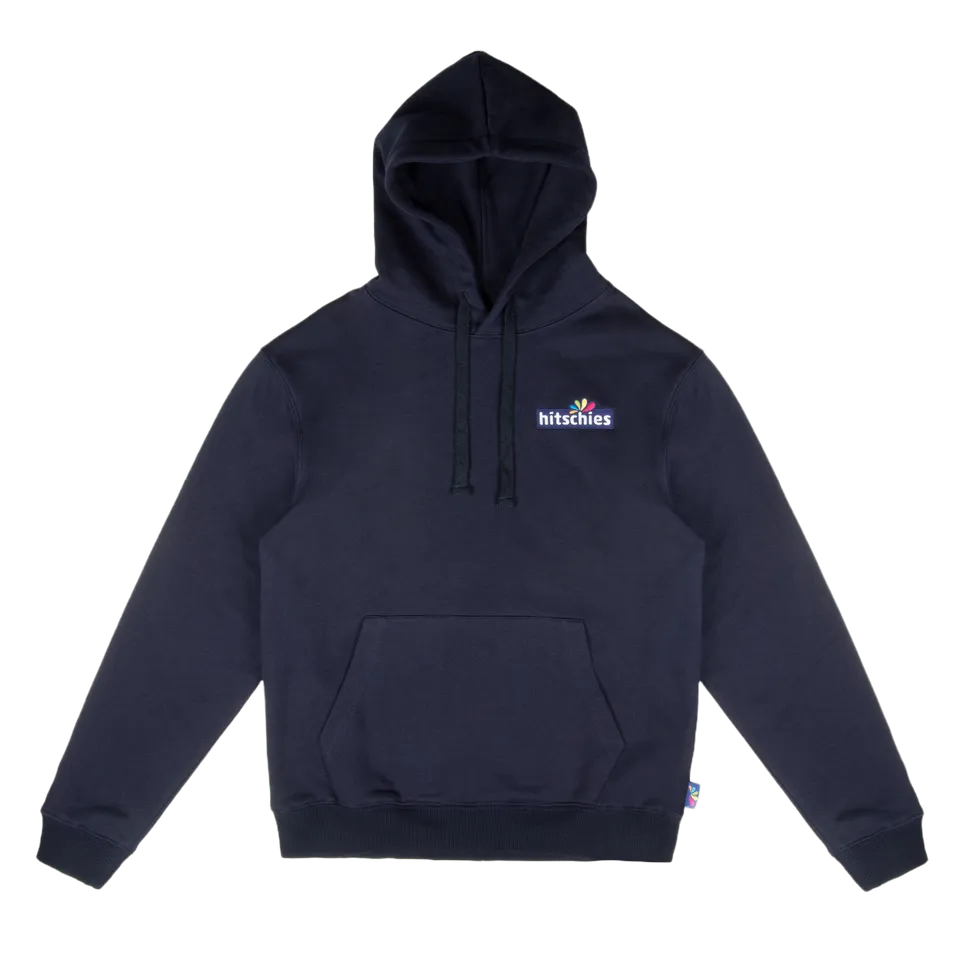 hitschies-hoodie-blau-navy-unisex-pullover-mit-logo-stick image 1