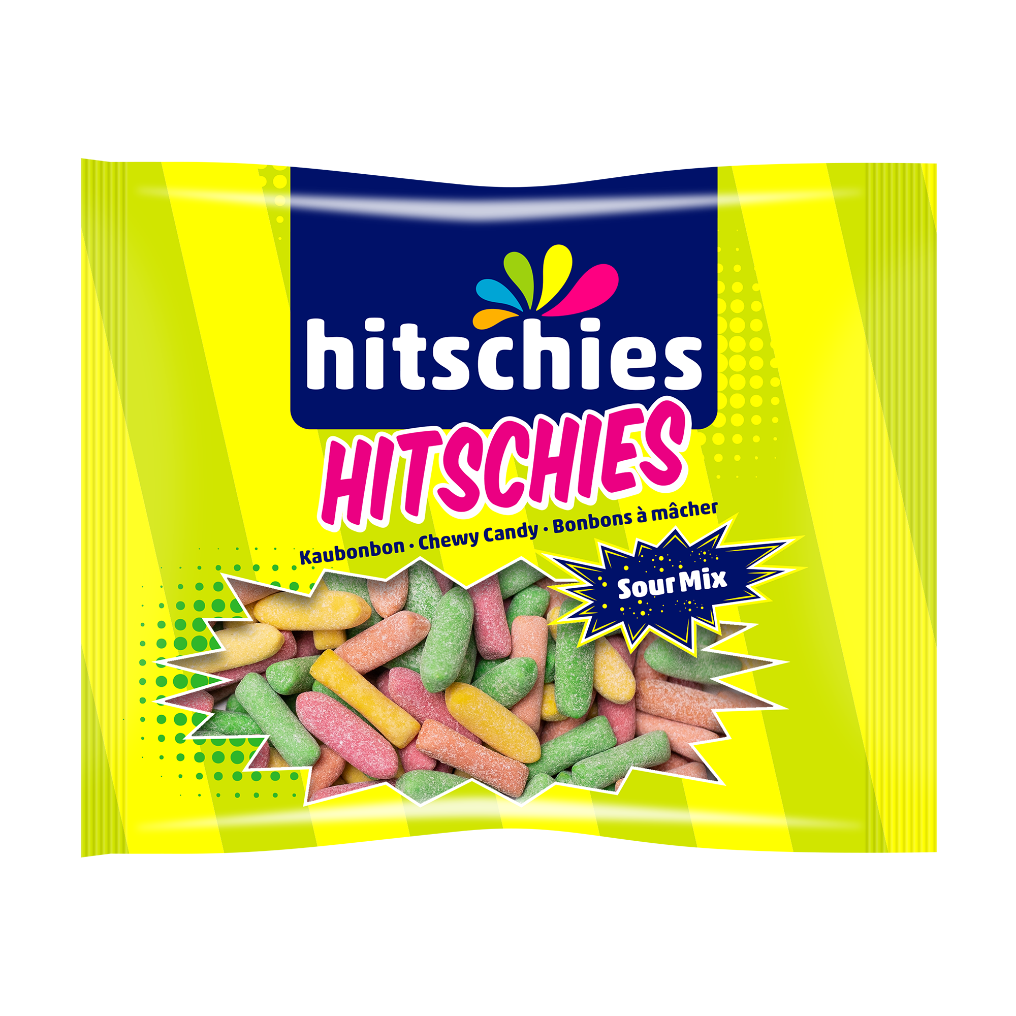 hitschies-sour-mix-saure-mini-kaubonbons-apfel-erdbeere-pfirsich-zitrone image 1