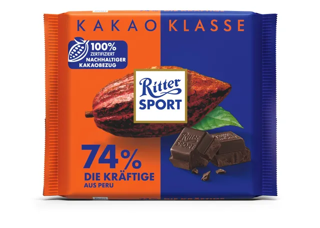 ritter-sport-kakao-klasse-74-peru-die-kr-ftige-zartbitterschokolade-100g-tafel image 1