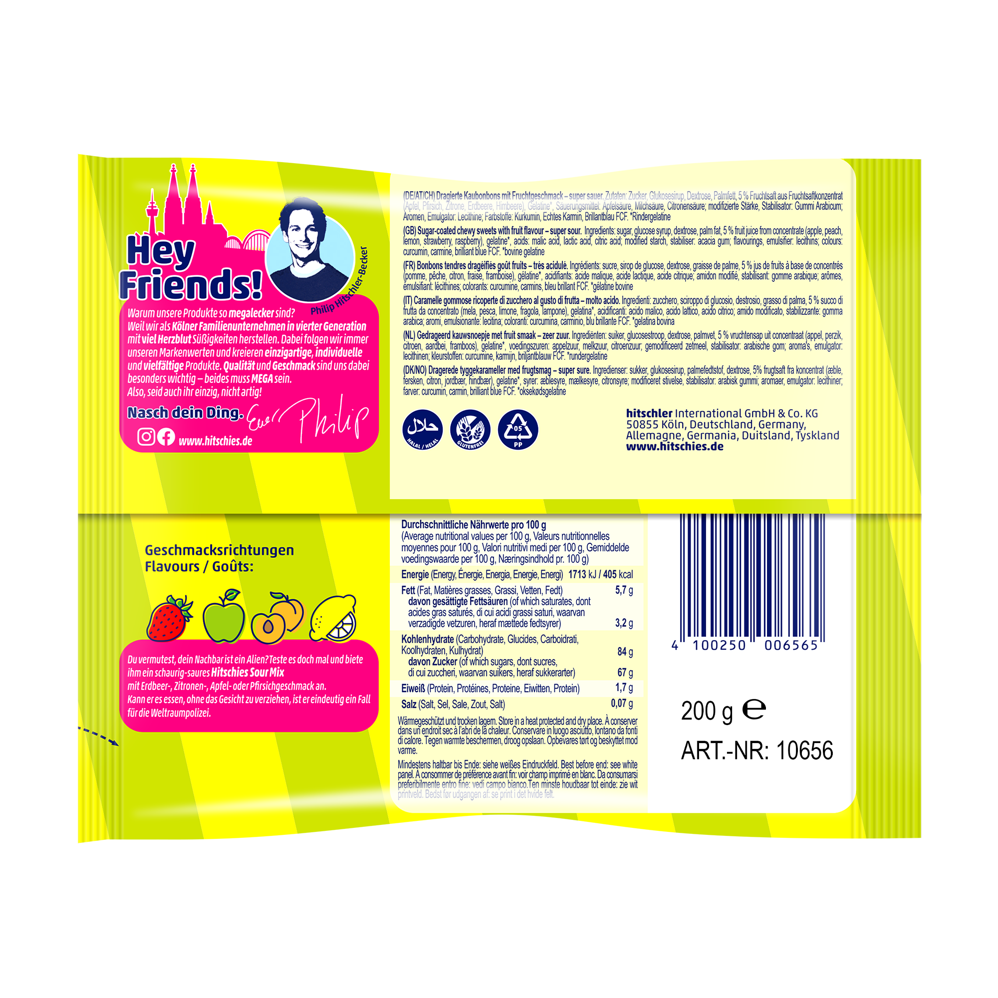 hitschies-sour-mix-saure-mini-kaubonbons-apfel-erdbeere-pfirsich-zitrone image 2