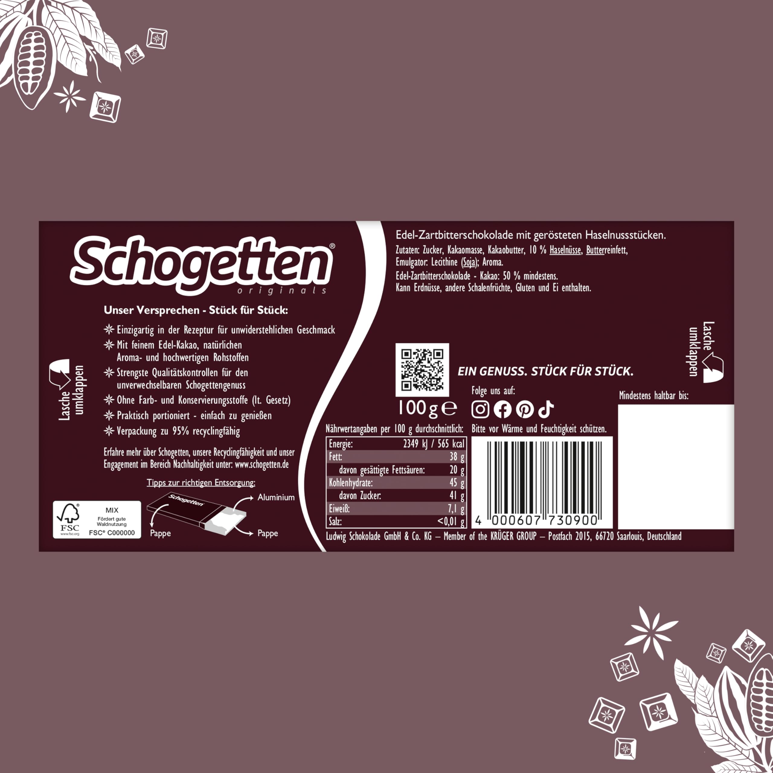 schogetten-edel-zartbitter-haselnuss-schokoladentafel-100g image 2