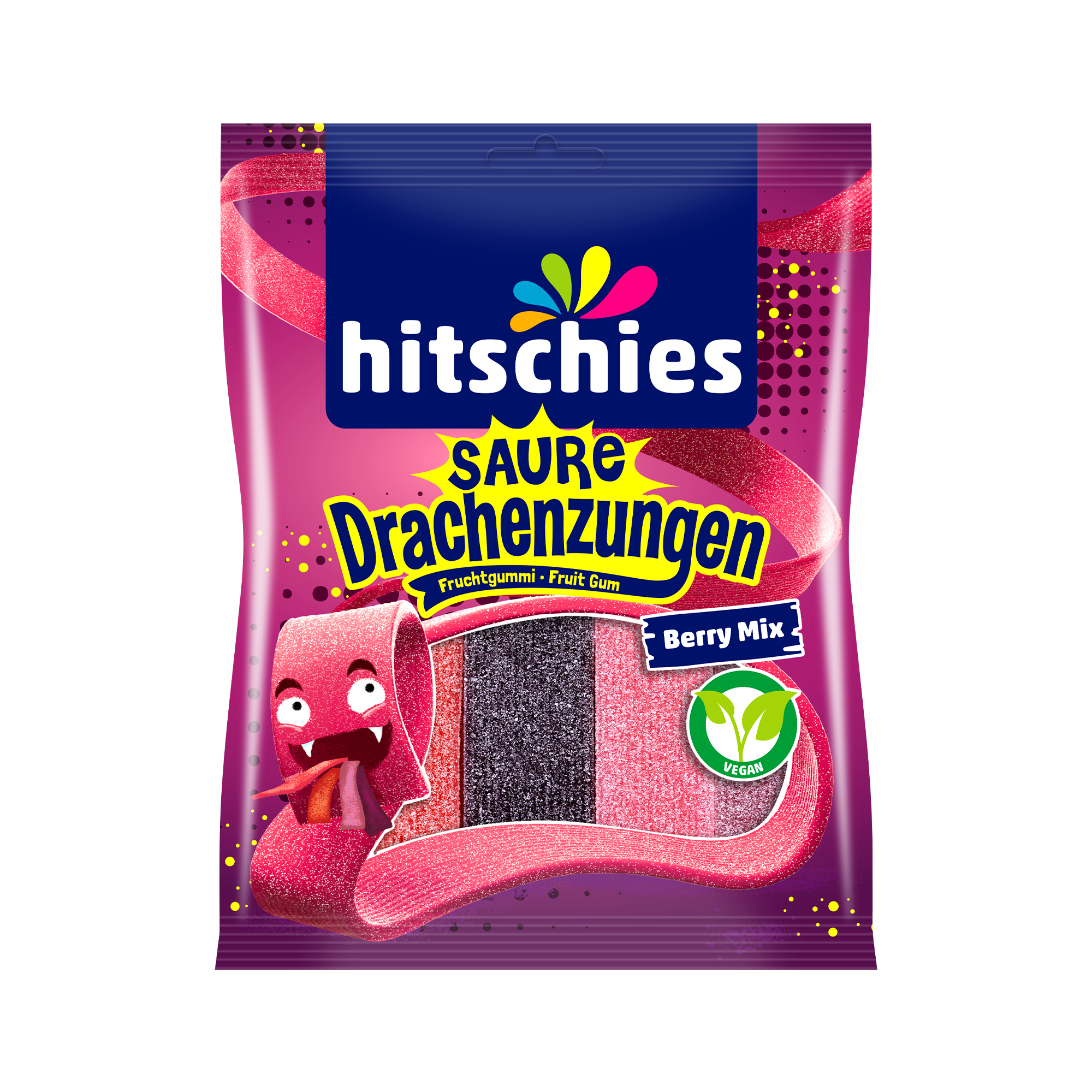 hitschies-saure-drachenzungen-berry-mix-fruchtgummi-erdbeere-himbeere-waldfrucht image 1