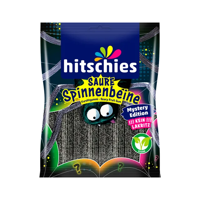 hitschies-saure-spinnenbeine-mystery-edition-schwarze-fruchtgummi-vegan image 1