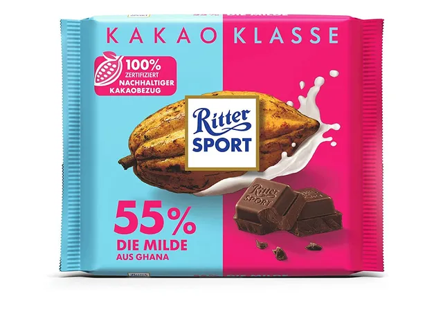 ritter-sport-die-milde-55-aus-ghana-dunkle-milchschokolade-100-g image 1