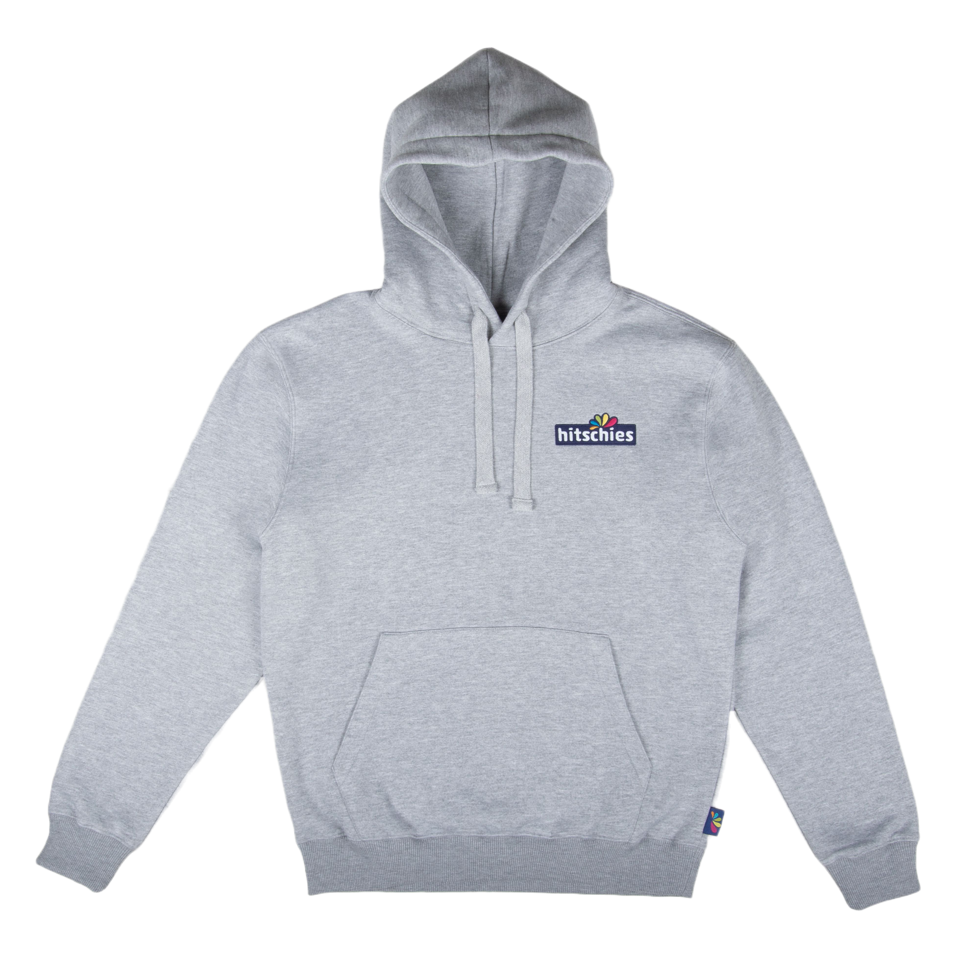 hitschies-hoodie-grau-melange-unisex-pullover-mit-logo-stick-70-cotton image 1
