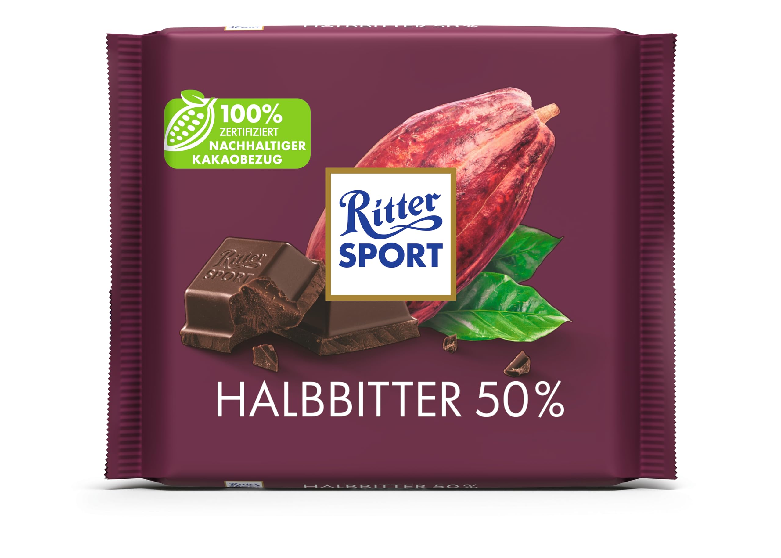 ritter-sport-halbbitter-50-kakao-bitterschokolade-12-x-100-g image 2