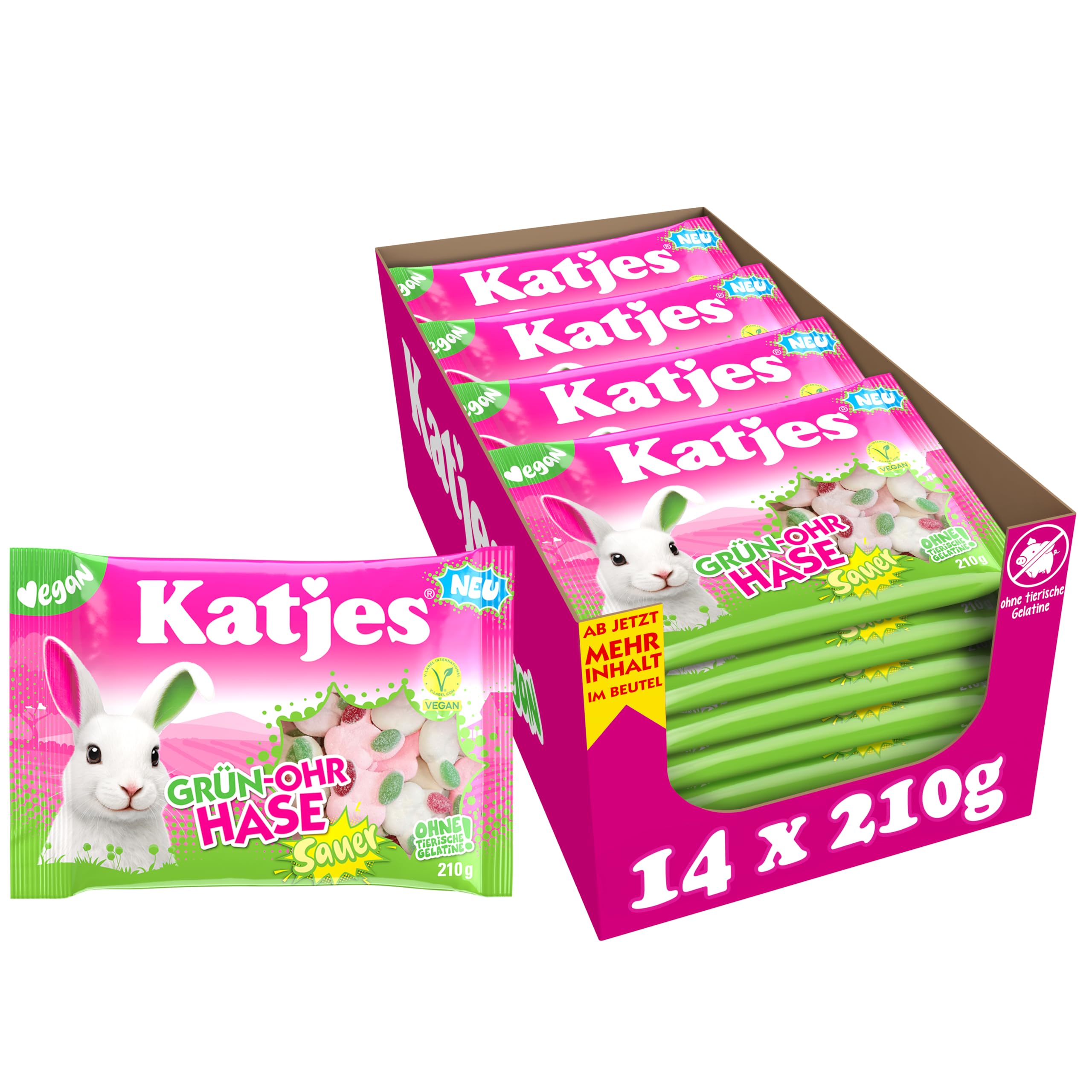 katjes-sauer-gr-n-ohr-hase-schaumzucker-fruchtgummi-vorratspack-vegan-14-x-210g image 1