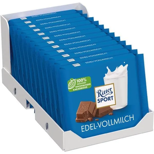 ritter-sport-edel-vollmilch-vollmilchschokolade-12-x-100g-tafeln image 1