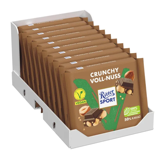 ritter-sport-vegan-crunchy-voll-nuss-vegane-schokolade-10-x-100g-tafeln image 1