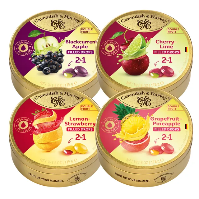cavendish-harvey-double-fruit-drops-probier-set-4-x-175g-bonbons image 1