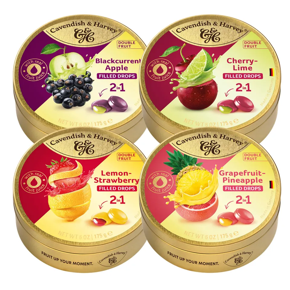cavendish-harvey-double-fruit-drops-probier-set-4-x-175g-bonbons image 1