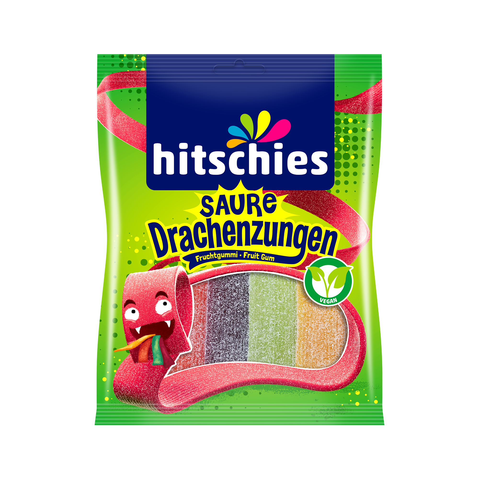 hitschies-saure-drachenzungen-fruchtgummi-b-nder-erdbeere-apfel-pfirsich-kirsche image 1