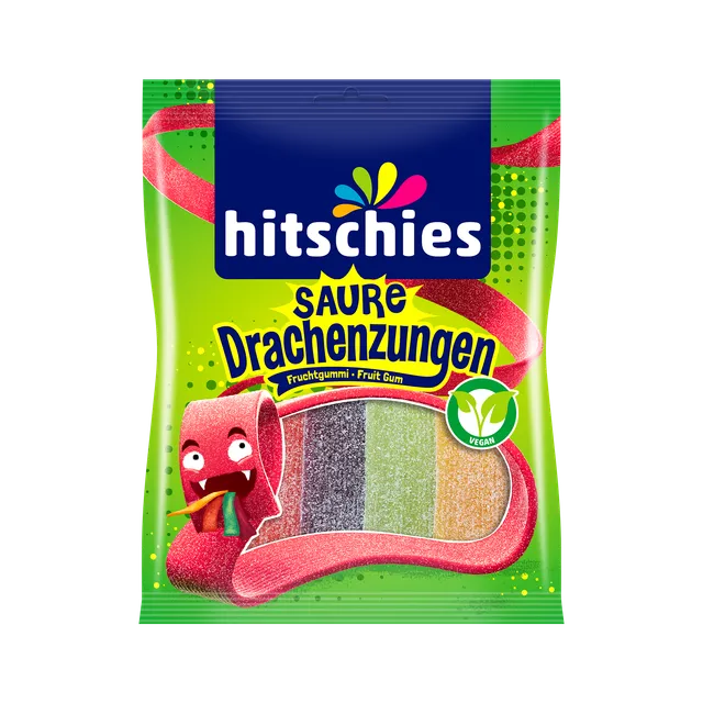 hitschies-saure-drachenzungen-fruchtgummi-b-nder-erdbeere-apfel-pfirsich-kirsche image 1