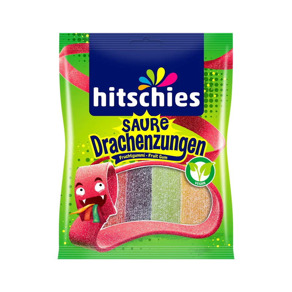 hitschies-saure-drachenzungen-fruchtgummi-b-nder-erdbeere-apfel-pfirsich-kirsche image 1